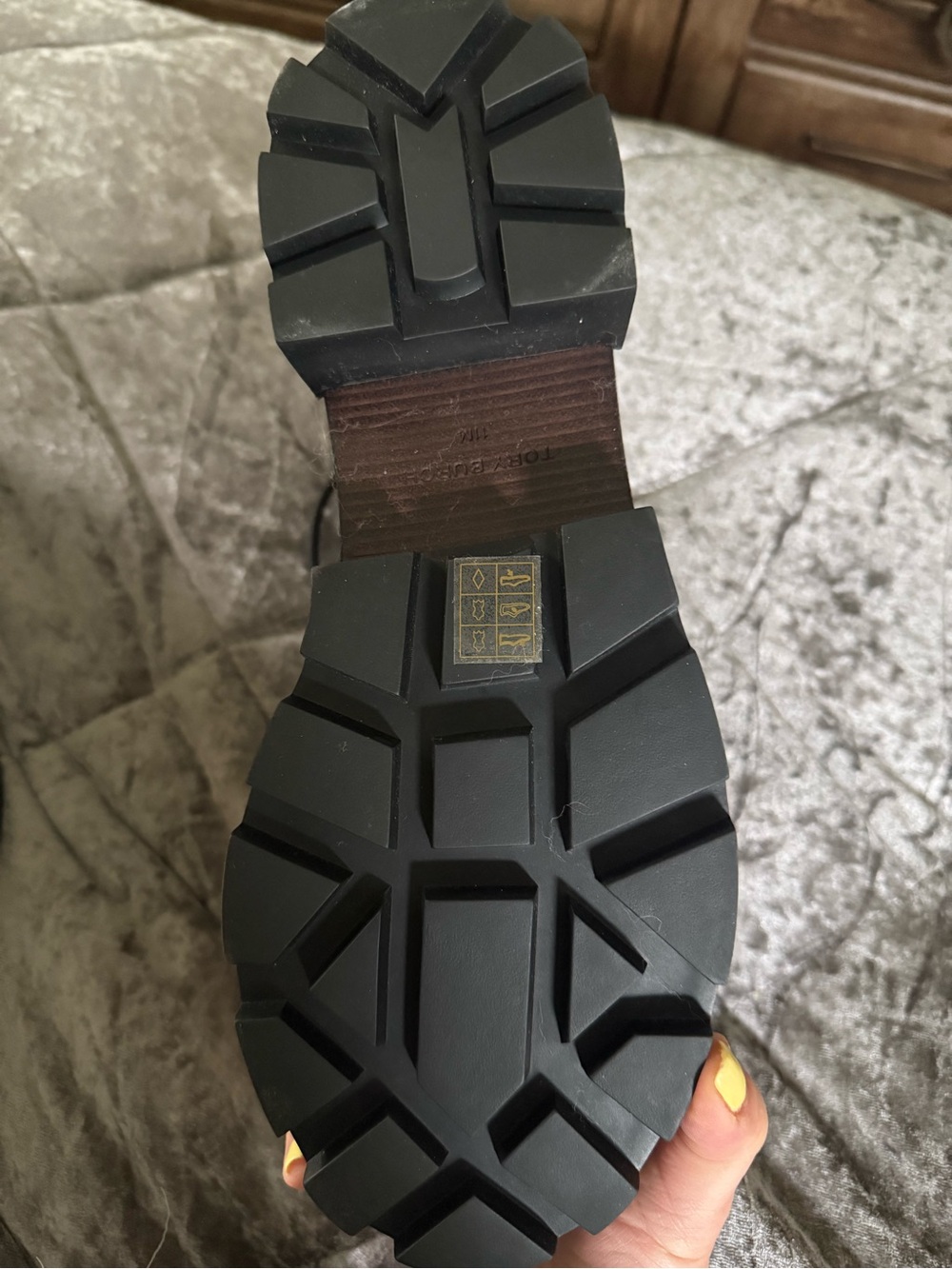 Tory Burch Black Leather Combat Boots - Picture 2 of 6